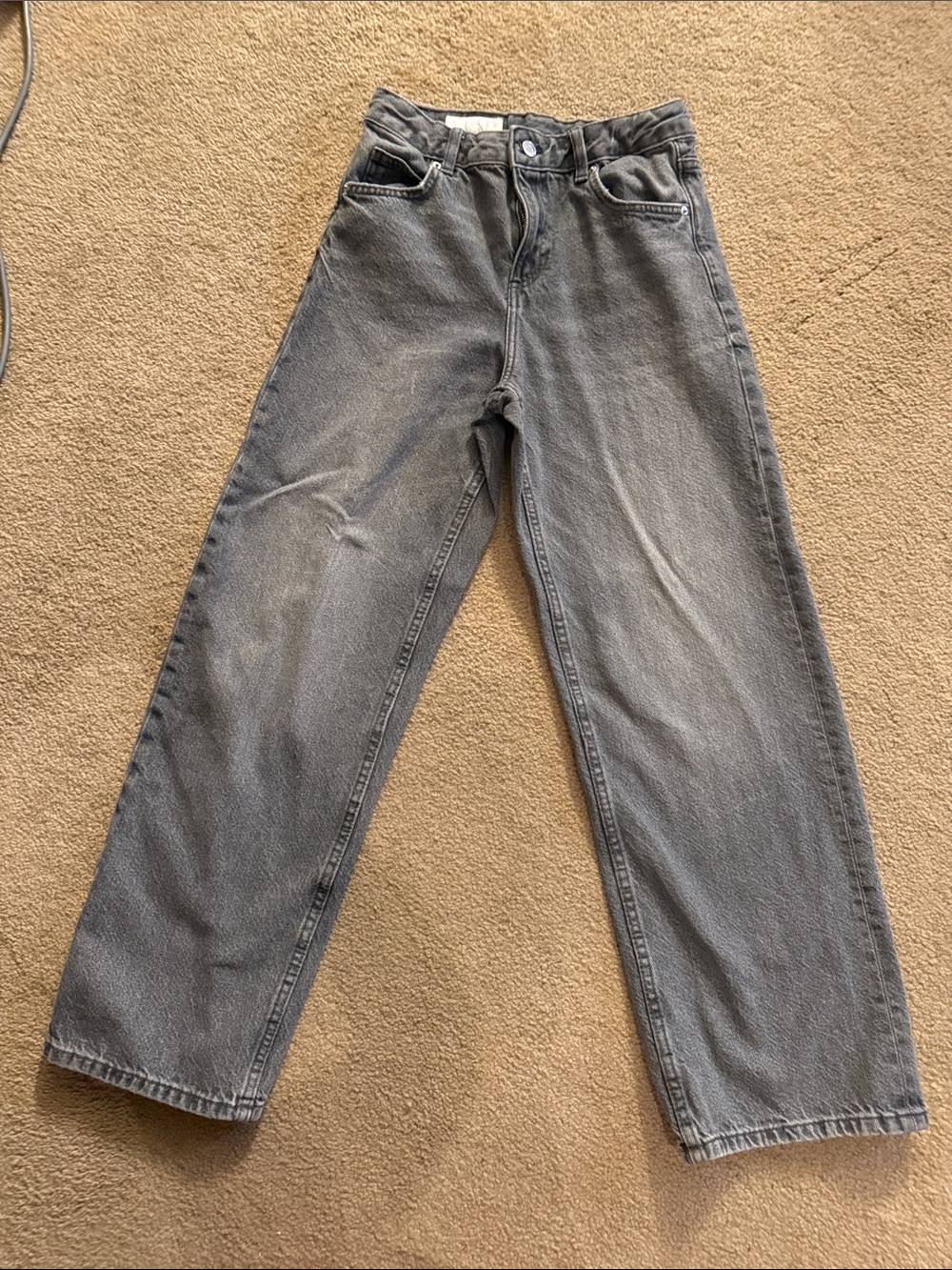 Zara Girls Relaxed Straight Gray Jeans